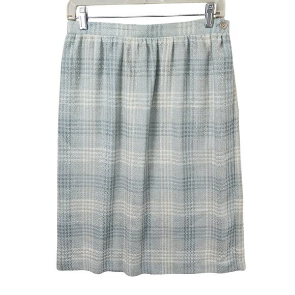 Alfred Dunner Plaid Blazer & Skirt Set Light Blue Size 12 - Picture 3 of 12